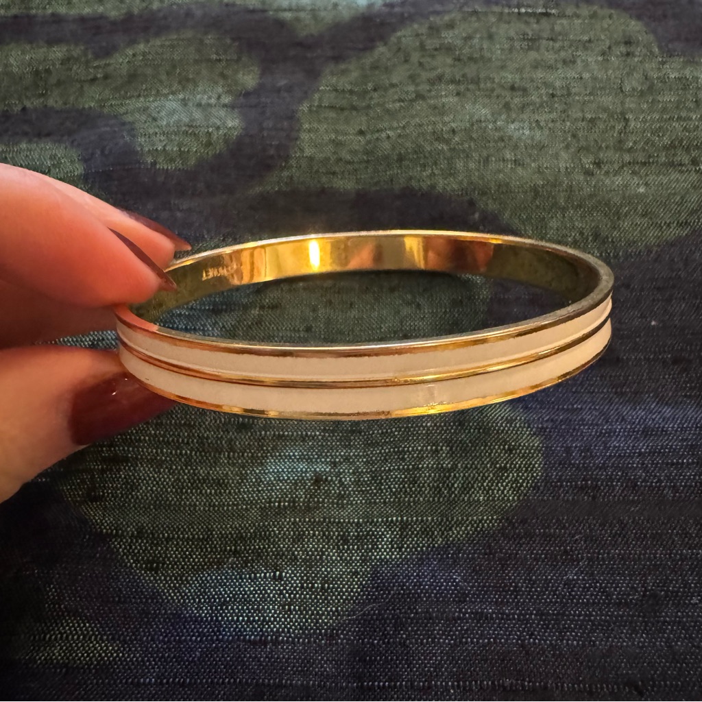 Vintage Monet Gold White Enamel Bangle Bracelet 15$
